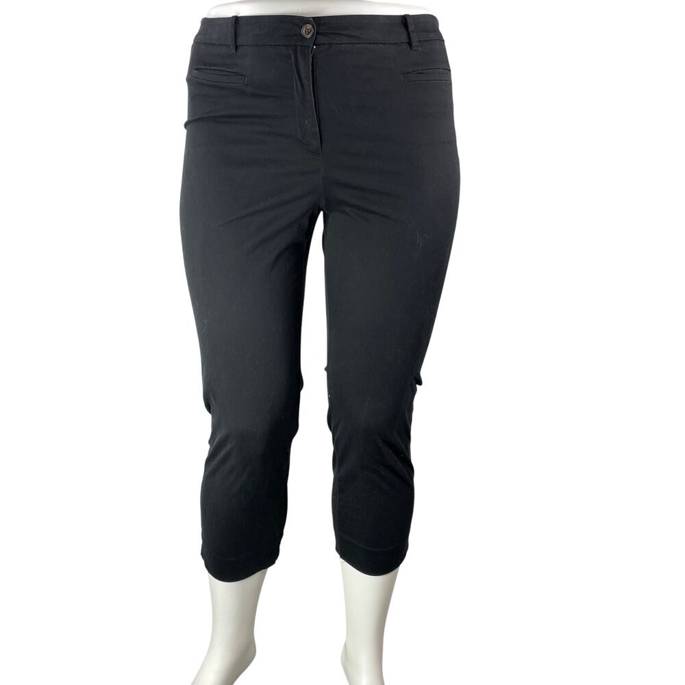 Ann Taylor Womens Black High Waisted Cropped Slim Tapered Capri Trouser Pants 14